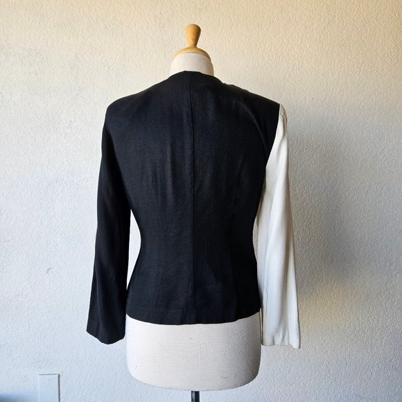 Jason Matthews Vintage 90s White Black 2 Tone Colorblock Abstract Blazer Jacket - Picture 4 of 5